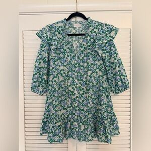 Sugarlips Green and Blue Floral Dress